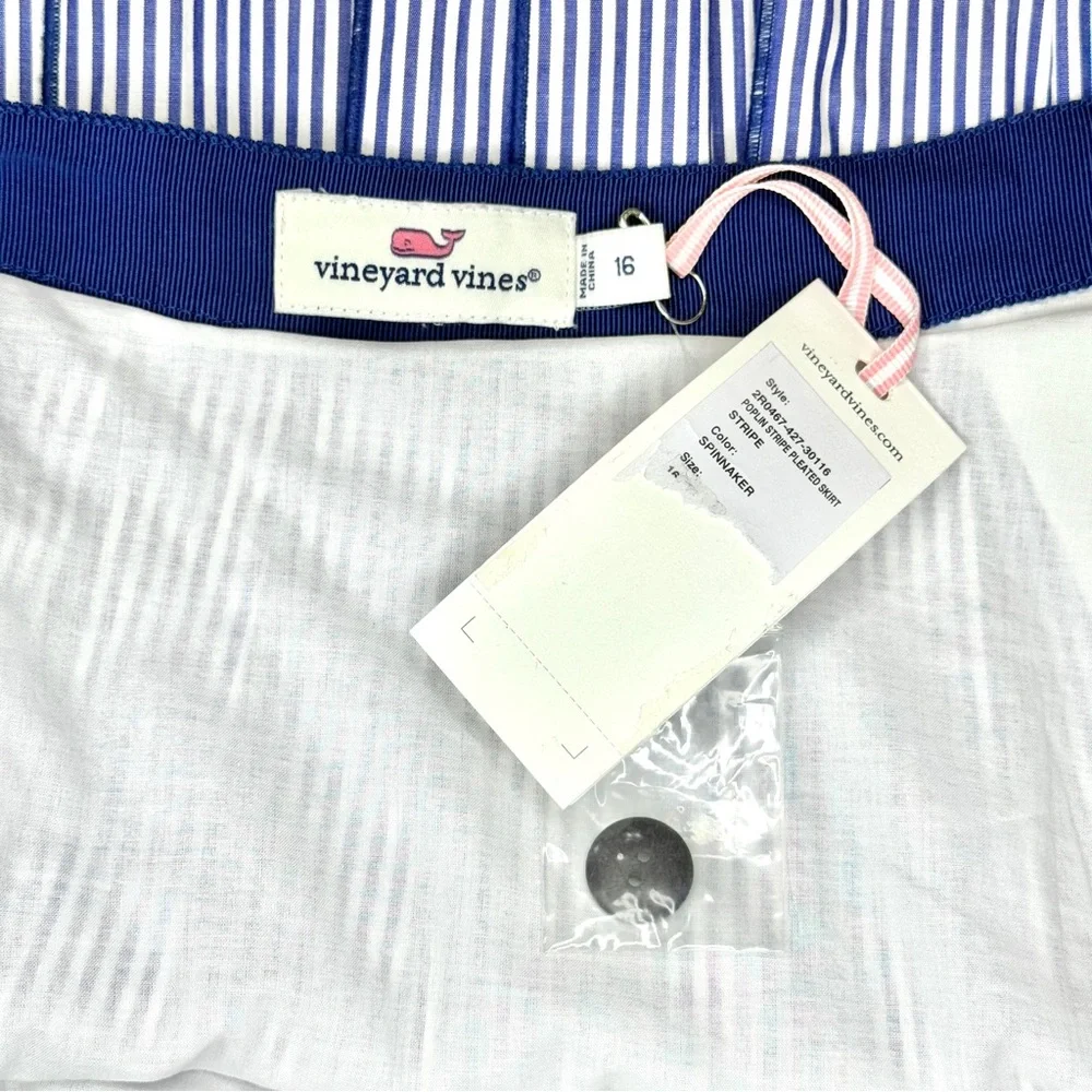 NWT Vineyard Vines Poplin Stripe Pleated Skirt in Spinnaker - Picture 6 of 10
